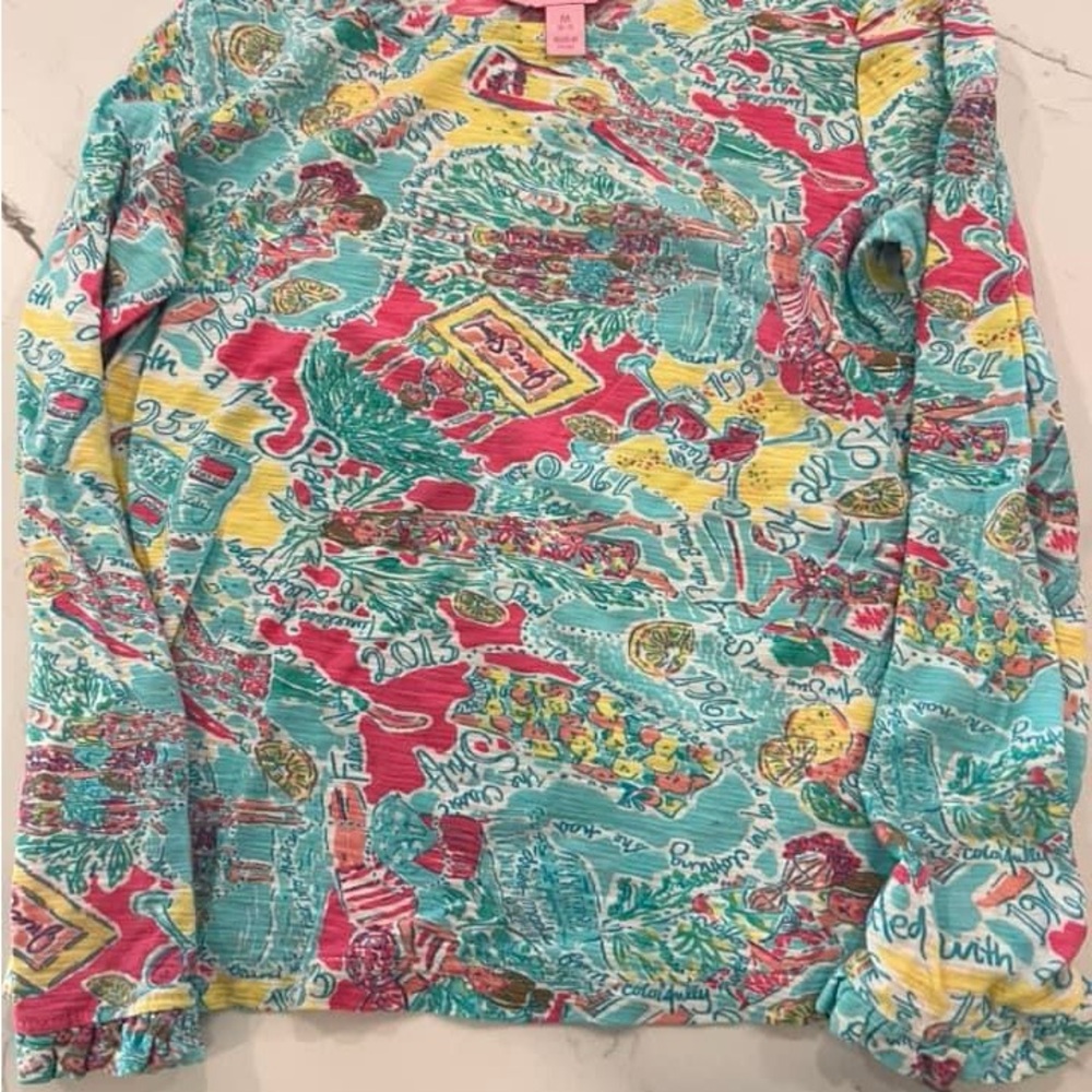 Lilly Pulitzer juice stand girls lightweight long sleeve shirt M 6/7